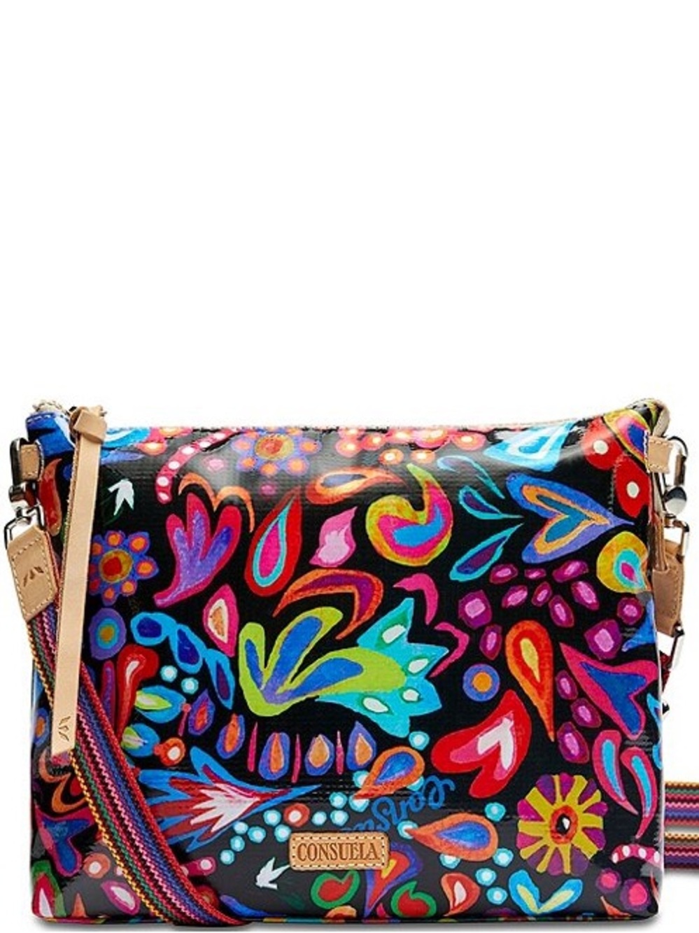 Consuela Sophie Downtown Crossbody Bag - Black w/ Multicolor Design
